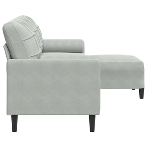 Canapé à 3 places avec repose-pieds Gris clair 210 cm Velours