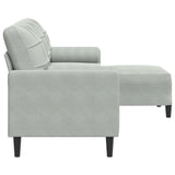 Canapé à 3 places avec repose-pieds Gris clair 210 cm Velours