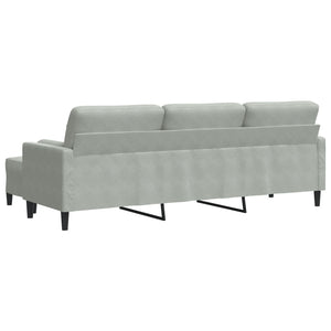 Canapé à 3 places avec repose-pieds Gris clair 210 cm Velours