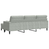 Canapé à 3 places avec repose-pieds Gris clair 210 cm Velours