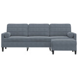 Canapé à 3 places avec repose-pieds Gris foncé 210 cm Velours