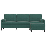Canapé à 3 places avec repose-pieds Vert foncé 210 cm Velours