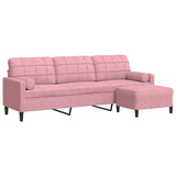 Canapé à 3 places avec repose-pieds Rose 210 cm Velours
