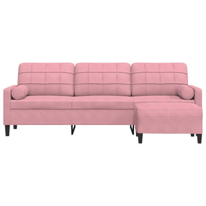 Canapé à 3 places avec repose-pieds Rose 210 cm Velours