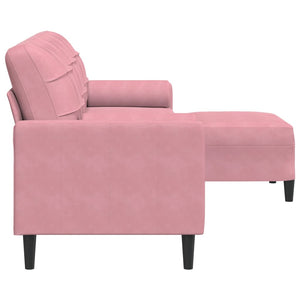Canapé à 3 places avec repose-pieds Rose 210 cm Velours