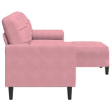 Canapé à 3 places avec repose-pieds Rose 210 cm Velours