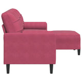 Canapé à 3 places et repose-pieds Rouge bordeaux 210 cm Velours