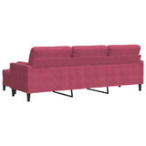 Canapé à 3 places et repose-pieds Rouge bordeaux 210 cm Velours