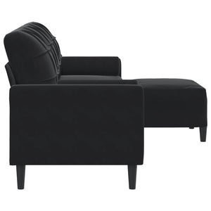 Canapé à 3 places avec repose-pieds Noir 210 cm Velours