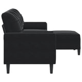Canapé à 3 places avec repose-pieds Noir 210 cm Velours