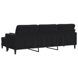 Canapé à 3 places avec repose-pieds Noir 210 cm Velours