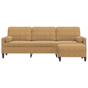 Canapé à 3 places avec repose-pieds Marron 210 cm Velours