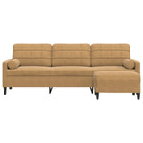 Canapé à 3 places avec repose-pieds Marron 210 cm Velours