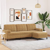 Canapé à 3 places avec repose-pieds Marron 210 cm Velours