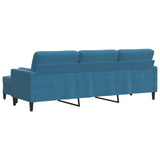 Canapé à 3 places avec repose-pieds Bleu 210 cm Velours