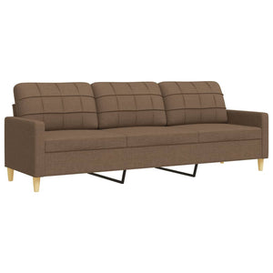 Ensemble de canapés 3 pcs avec coussins décoratifs marron tissu