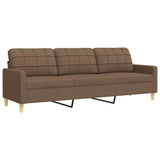 Ensemble de canapés 3 pcs avec coussins décoratifs marron tissu