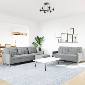 Ensemble de canapés 3 pcs avec repose-pied gris clair tissu