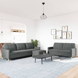 Ensemble de canapés 3 pcs avec repose-pied gris foncé tissu