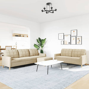 Ensemble de canapés 3 pcs avec repose-pied crème tissu