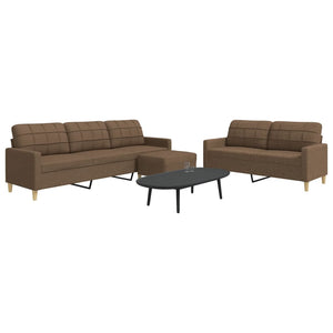 Ensemble de canapés 3 pcs avec repose-pied marron tissu