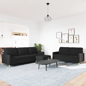 Ensemble de canapés 3 pcs avec repose-pied noir tissu
