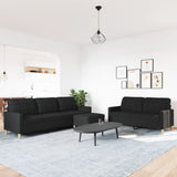 Ensemble de canapés 3 pcs avec repose-pied noir tissu