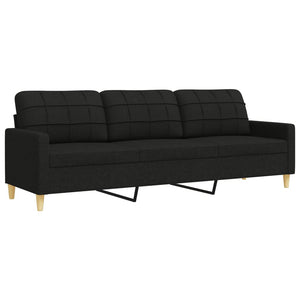 Ensemble de canapés 3 pcs avec repose-pied noir tissu