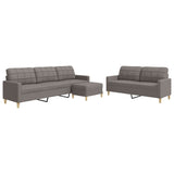 Ensemble de canapés 3 pcs avec repose-pied taupe tissu