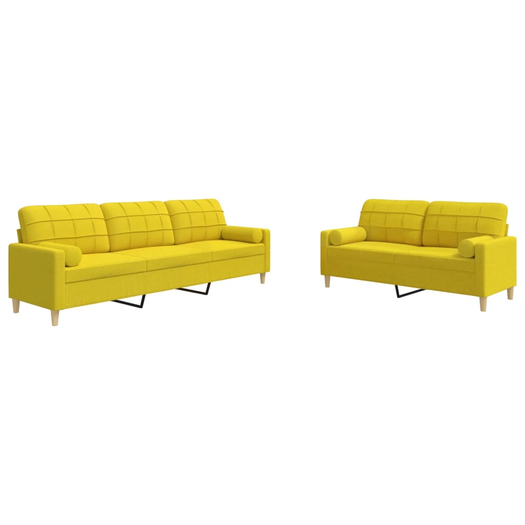 Ensemble de canapés 2 pcs coussins décoratifs jaune clair tissu