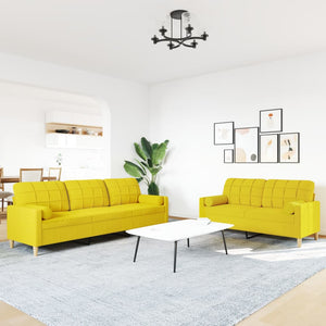Ensemble de canapés 2 pcs coussins décoratifs jaune clair tissu