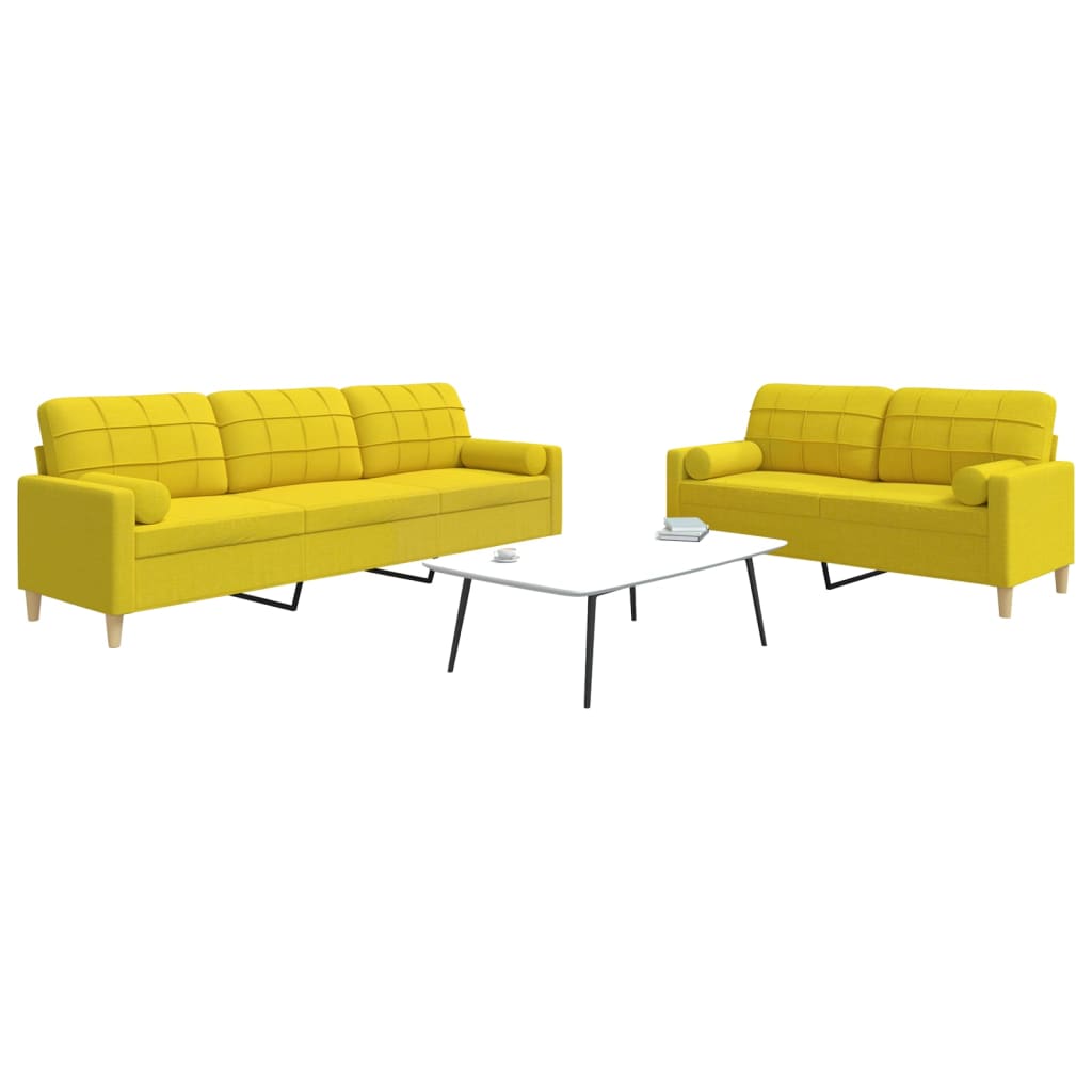 Ensemble de canapés 2 pcs coussins décoratifs jaune clair tissu