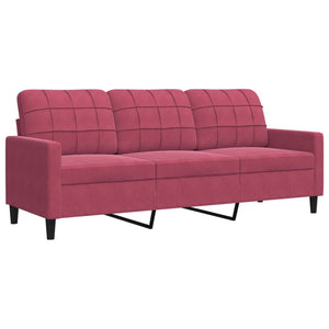 Ensemble de canapés 3 pcs avec coussins Rouge bordeaux Velours