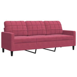 Ensemble de canapés 3 pcs avec coussins Rouge bordeaux Velours