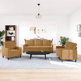 Ensemble de canapés 3 pcs avec coussins Marron Velours