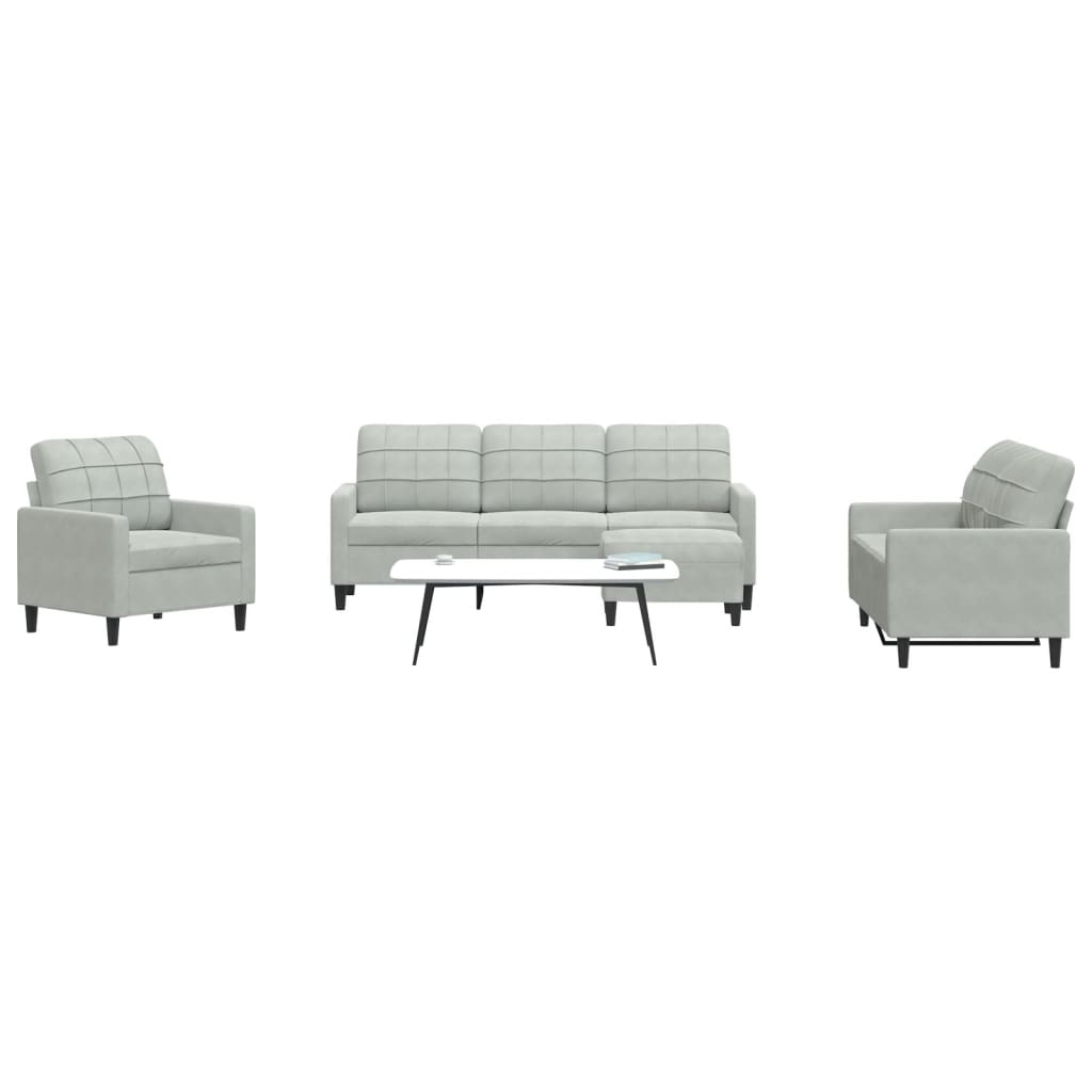 Ensemble de canapés 4 pcs avec coussins Gris clair Velours