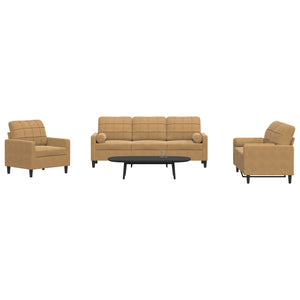 Ensemble de canapés 3 pcs avec coussins et traversins velours