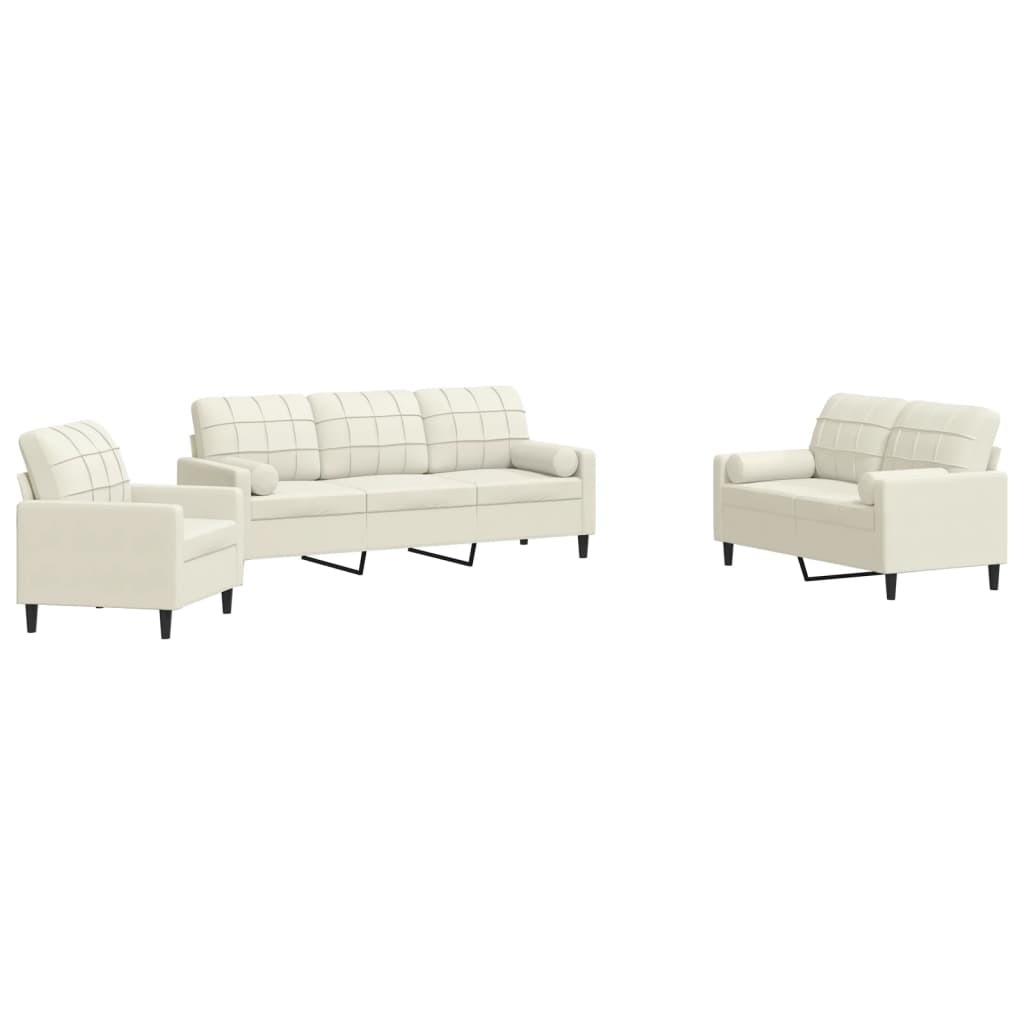 Ensemble de canapés 3 pcs avec coussins et traversins velours