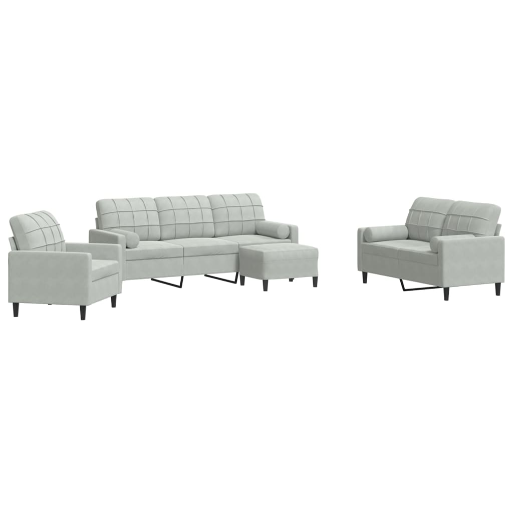 Ensemble de canapés 4 pcs et coussins et traversins velours