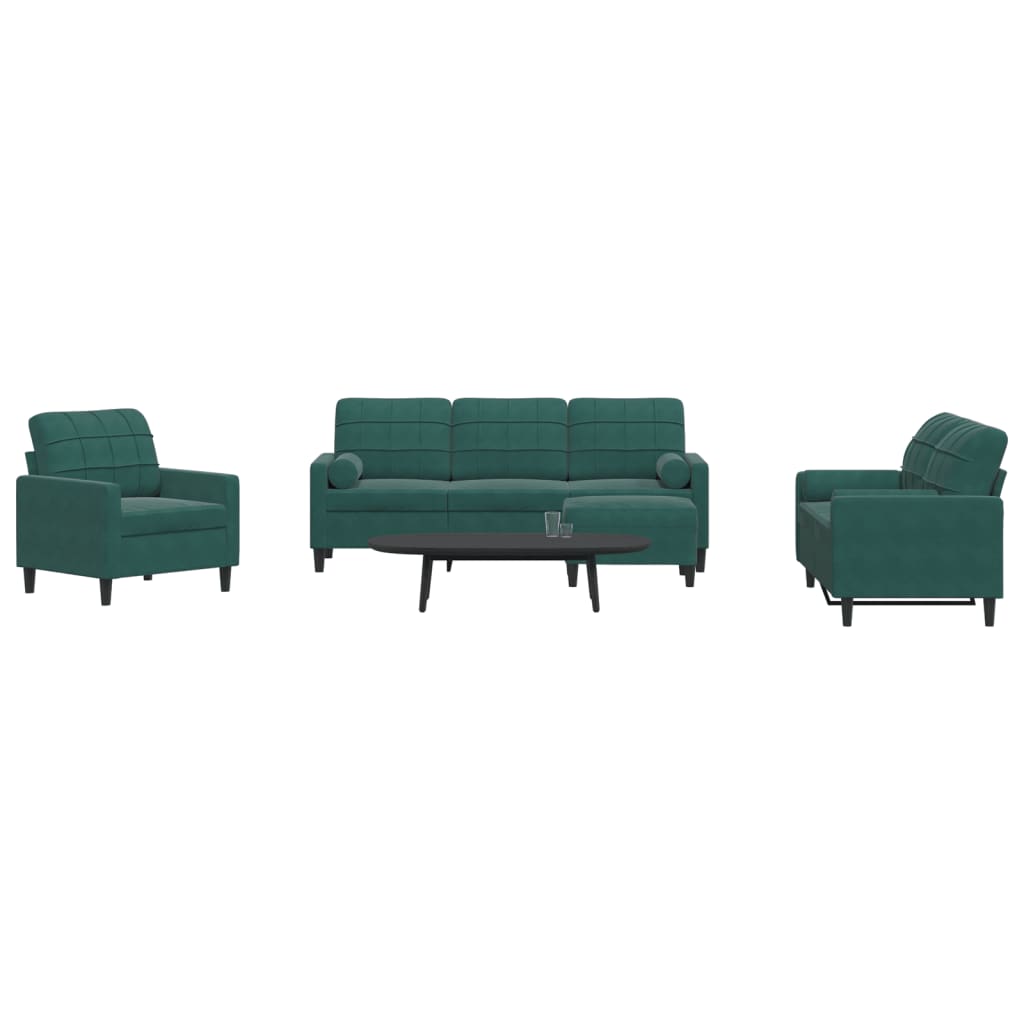 Ensemble de canapés 4 pcs avec coussins et traversins velours