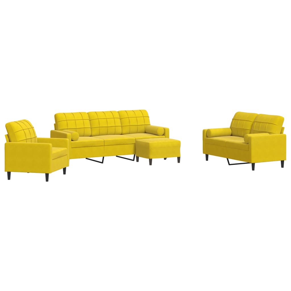 Ensemble de canapés 4 pcs avec coussins et traversins velours