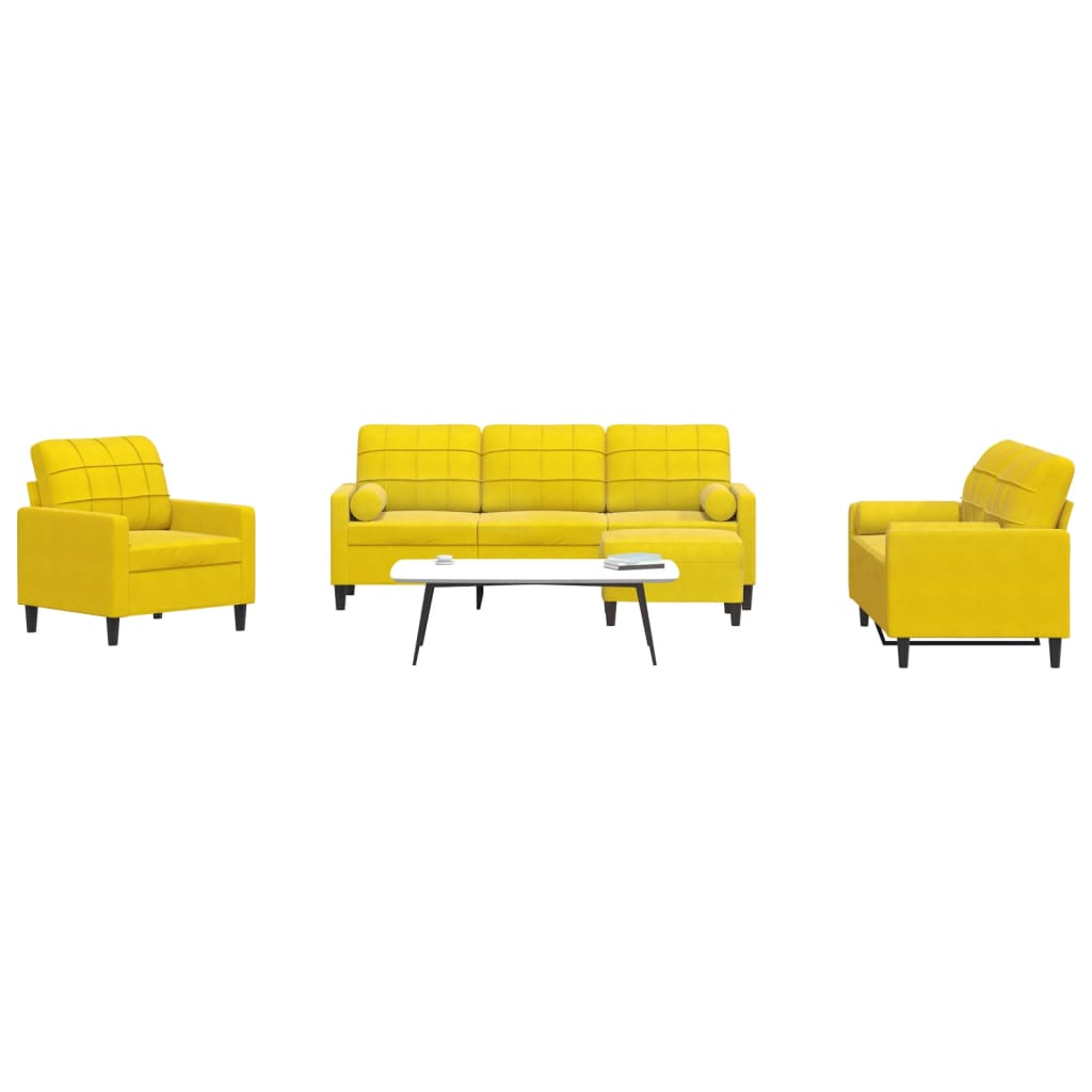 Ensemble de canapés 4 pcs avec coussins et traversins velours