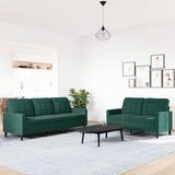 Ensemble de canapés 2 pcs avec coussins Vert foncé Velours