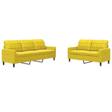 Ensemble de canapés 2 pcs avec coussins Jaune Velours
