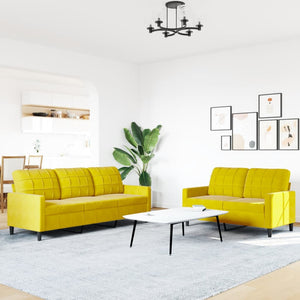Ensemble de canapés 2 pcs avec coussins Jaune Velours
