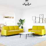 Ensemble de canapés 2 pcs avec coussins Jaune Velours