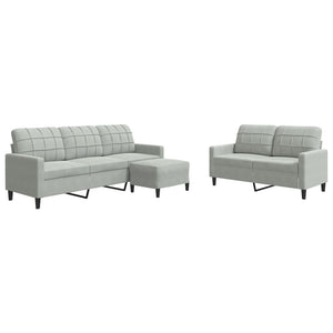 Ensemble de canapés 3 pcs avec coussins Gris clair Velours