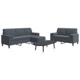 Ensemble de canapés 3 pcs avec coussins Gris foncé Velours