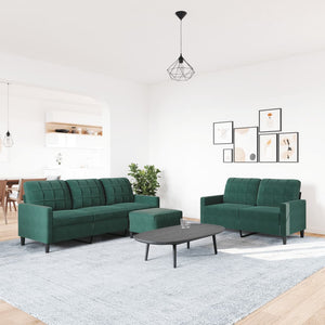 Ensemble de canapés 3 pcs avec coussins Vert foncé Velours
