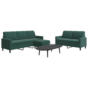 Ensemble de canapés 3 pcs avec coussins Vert foncé Velours